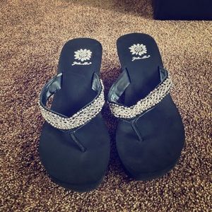 Closet clear out! Embellished wedge flip flop
